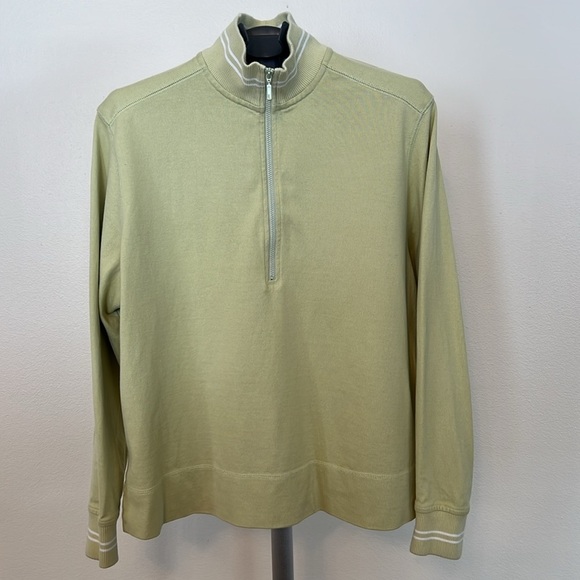 Eddie Bauer half zip vintage pullover size XL women’s cotton muted lime green - Picture 1 of 9